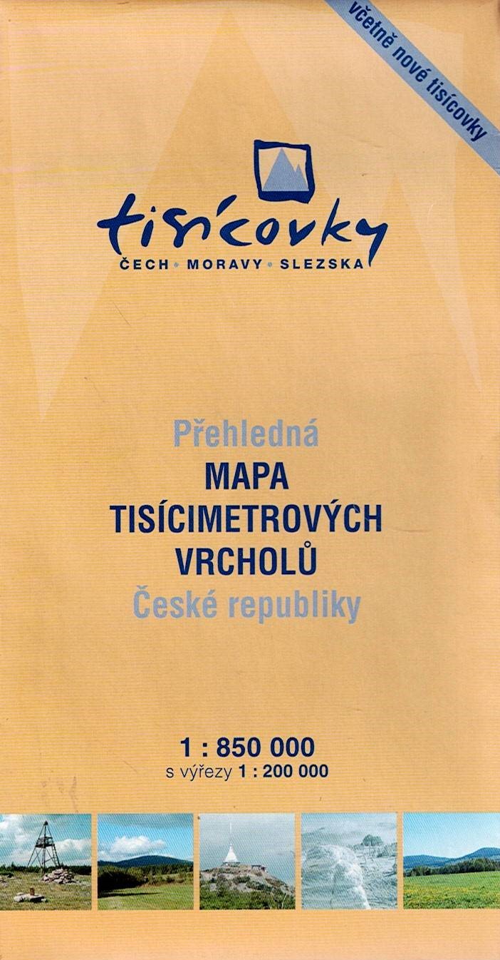 Tisícovky Čech, Moravy, Slezska - Přehledná mapa tisícimetrových vrcholů České republiky 1:850 000