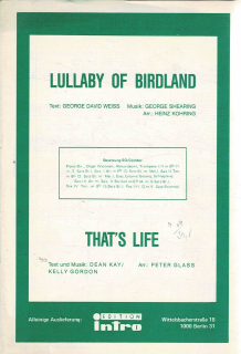 Weiss, Shearing: Lullaby of Birdland/Dean Kay: That’s Life