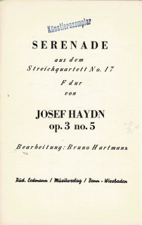 Haydn Josef: Op. 3 no. 5 - Serenade aus dem Streichquartett No. 17 F dur
